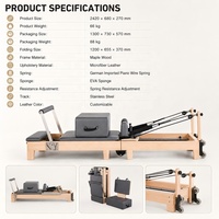 Cama Plegable de Madera de Roble con Certificación CE para Pilates, para Estudios de Yoga y Gimnasios, Equipo de Pilates, Máquina Reformer de Pilates
