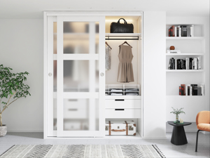 Cửa nhà máy nội thất pre-lắp ráp Glass trượt đôi <span class=keywords><strong>Closet</strong></span> Door với phần cứng kit, DIY cửa trượt hệ thống - Product Image 2