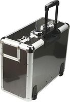 Valise à roulettes pour ordinateur portable de 17 pouces, valise pilote en aluminium aspect carbone, mallette avec roulettes, valise à roulettes avec poignée télescopique