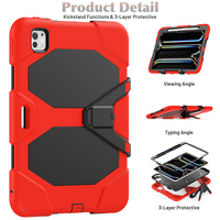 IPad için Pro 11 inç 2024 M4 A2836 üçlü katmanlar combo defender kılıf ile geri standı kaldırmak