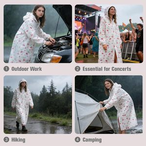 Imperméable 100% étanche et coupe-vent pour adultes, en plastique imprimé, pour les jours de pluie - Product Image 6