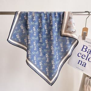 Écharpe carrée double face en <span class=keywords><strong>soie</strong></span> de mûrier et laine, imprimée, élégante, de luxe léger, pour <span class=keywords><strong>femme</strong></span>, 70 cm, couleurs contrastées - Product Image 1