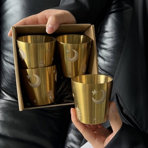 Tazza da Ufficio in Stile Mediorientale in Acciaio Inox 304 con Incisione Luna e Stelle, Bicchiere Portatile per Caffè e Cocktail da 170ml - Product Image 2