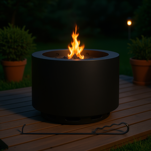 D0100XTU12V <b>Fire</b> <b>Pit</b> 19 Inch Stainless Steel Black Smokeless <b>Wood</b> <b>Burning</b> Outdoor Heater for Backyard Patio with Poker - Product Image 2