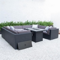 Ensemble de canapés en osier combiné de haute qualité en rotin de jardin extérieur avec table de foyer