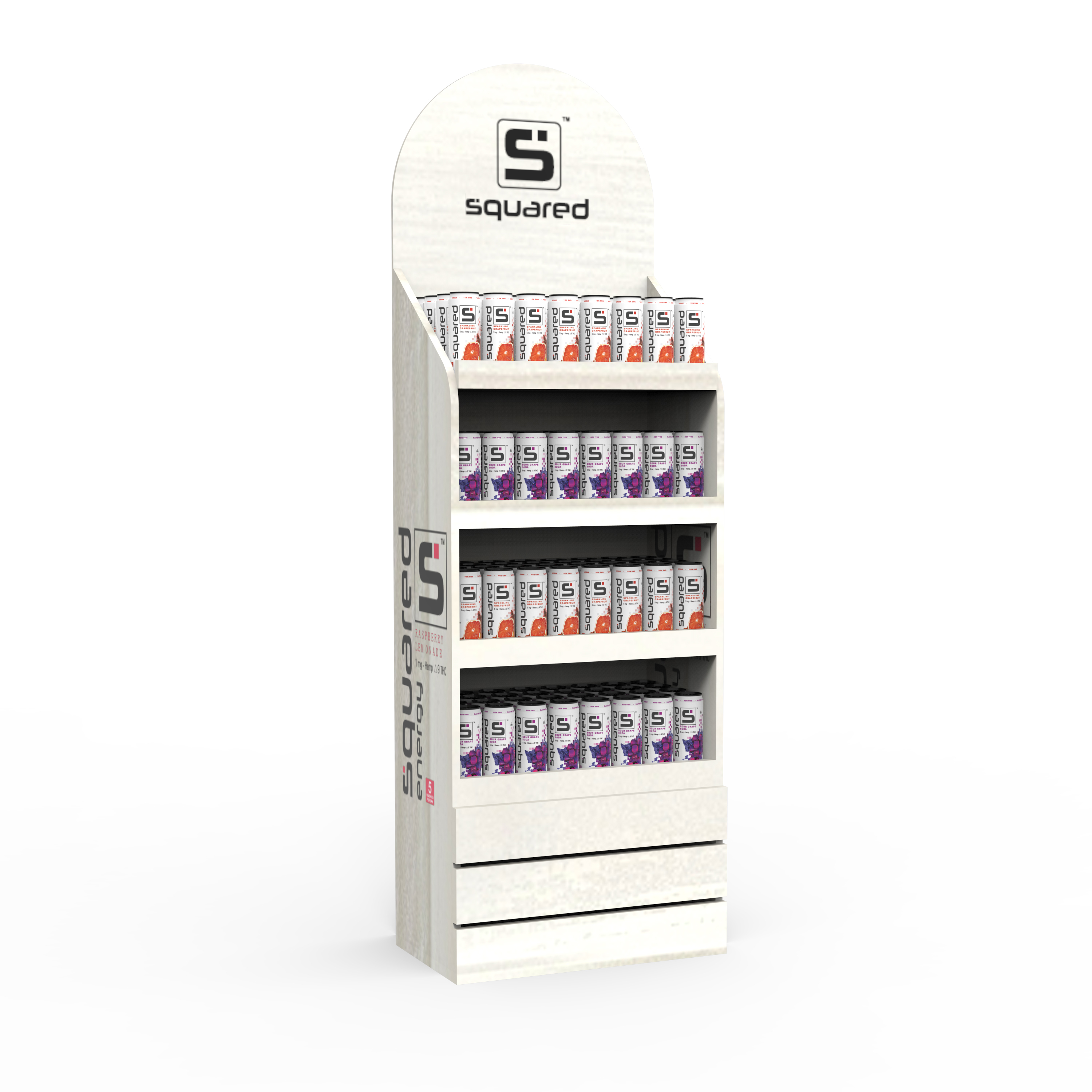 Wooden Timber Shelves Floor Standing Energy Drink Can Display Rack for Stores for Storage and Display