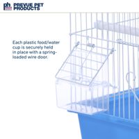 Cage à oiseaux carrée pour perruches avec poignée de transport pour les voyages et la maison, accessoires pour petits oiseaux avec rangement facile, bleu/blanc