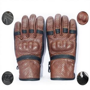 Guantes de Conducción Unisex de Cuero Marrón, Dedos Completos, Transpirables, Correa de Muñeca Ajustable, Estilo Deportivo, para Todas las Estaciones - Product Image 3