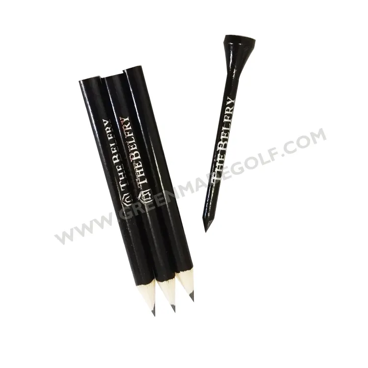 Crayons de couleur noirs en vrac rond en bois charpentier de golf standard HB crayons en vrac