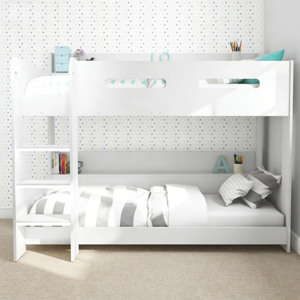 Lit superposé en bois de pin blanc neuf du fabricant avec étagères pour la chambre à coucher, meubles pour garçons et filles - Product Image 4