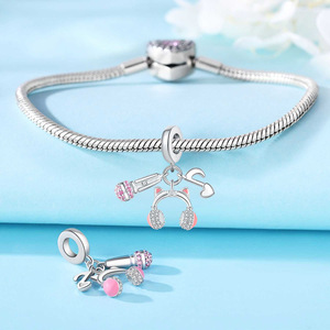 Lindo colgante con forma de gato, micrófono, auricular y nota musical, pulsera DIY, joyería, accesorio para mujer - Product Image 2