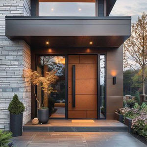 ประตูบ้านหรูหรา ประตูบานเดี่ยวแบบหมุน ประตูอลูมิเนียมภายนอก ประตูรักษาความปลอดภัย - Product Image 1