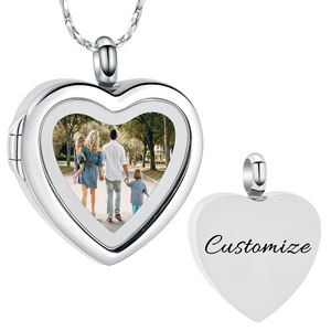 Jijd1023 cornice per foto a forma di cuore in acciaio inossidabile gioielli per cremazione animale umano cenere ciondolo ricordo - Product Image 1