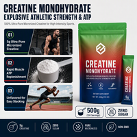Créatine monohydrate en poudre de qualité supérieure, pure et micronisée, pour la croissance musculaire, la force et l'amélioration des performances sportives