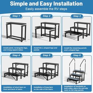 Escalier auxiliaire antidérapant en aluminium à 4 marches pour <span class=keywords><strong>camping</strong></span>-car, résistant à la rouille, pour accès au balcon, hôpital, extérieur, facile à utiliser - Product Image 4