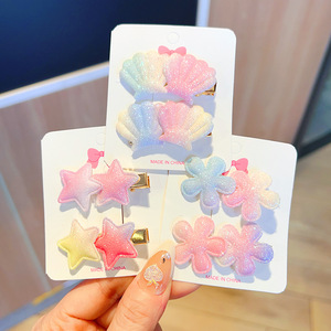 Nuova Molletta per Capelli da Bambina Stile Coreano, Design Magico con Stelle e Fiori, Leggera, Fatta a Mano in Tessuto, 5cm, Alta Qualità - Product Image 1