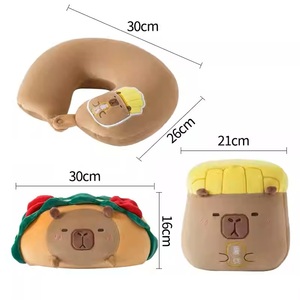 Cartoon Capibara Chip Hamburger Multifunktionales Reisekissen Kreatives Dekokissen 2-in-1 Mikroperlen-Gefülltes Verformbares Großhandelsprodukt - Product Image 2