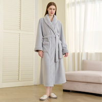 Automne hiver Couple peignoir pyjamas Double couche épaissi solide taille élastique respirant col en v corail polaire 380g