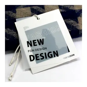 Custom Square Hangtag Printed Own LOGO Transparent Butter Paper Label for Garment with Cotton String Specialty Paper