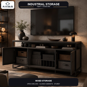 <span class=keywords><strong>Meuble</strong></span> <span class=keywords><strong>TV</strong></span> moderne sur mesure avec cadre en métal <span class=keywords><strong>noir</strong></span>, corps <span class=keywords><strong>laqué</strong></span> <span class=keywords><strong>blanc</strong></span> charbon de noyer pour hôtel <span class=keywords><strong>et</strong></span> salon - Product Image 2