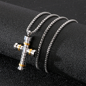 Suaoken — collier avec pendentif en acier inoxydable pour hommes, bijou fin, 3 couleurs - Product Image 3