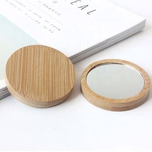 Miroir de poche en bambou, miroir de maquillage rond, moderne, durable, cadeau pour filles, beauté, cosmétique, bois, cadeaux promotionnels, logo gravé - Product Image 3