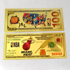 Ensemble de billets de banque en feuille d'or <span class=keywords><strong>NBA</strong></span> 30 équipes, style billet de 100 dollars, objet de collection pour les fans de basketball - Product Image 3