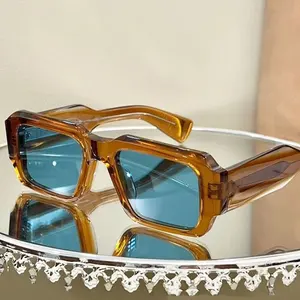 Óculos de sol LBA de alta qualidade clássico retrô com armações grossas de acetato para mulheres e homens com logotipo personalizado lentes Tac retangulares polarizadas