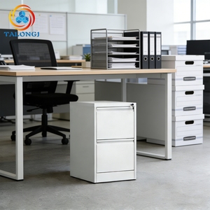 Armoire de classement métallique à 2 tiroirs verrouillable, en acier thermolaqué antirouille, armoire de classement verticale pour la maison, le bureau, l'école, les documents - Product Image 1