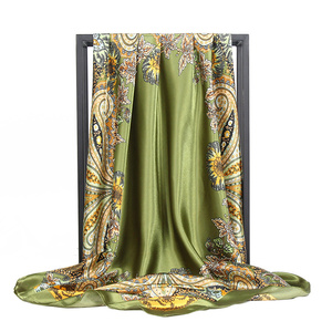 Tùy Chỉnh 90Cm Vuông Polyester Khăn Womens Kỹ Thuật Số In Đầy Màu Sắc Hoa Màu Xanh Biên Giới Khăn Choàng - Product Image 3