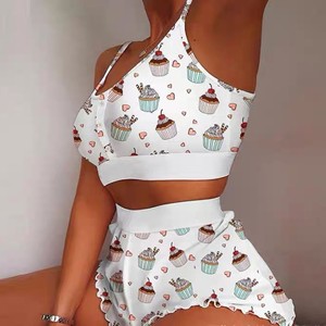 ชุดนอนเซ็กซี่แบบใหม่สำหรับส่งออก เสื้อผ้าใส่ในบ้าน ชุดชั้นในสไตล์ยุโรปและอเมริกา เสื้อสายเดี่ยวพิมพ์ลายไซส์ใหญ่สำหรับฤดูใบไม้ผลิและฤดูใบไม้ร่วง - Product Image 3