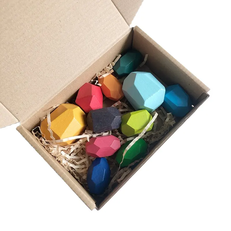 Blocchi di pietra colorata in legno per bambini blocchi impilabili regalo artigianale alto creativo stile nordico blocchi di pietra arcobaleno giocattolo educativo