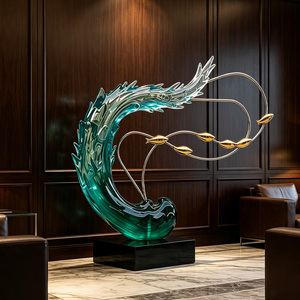 Sculpture d'onde artistique en résine transparente écologique, modelée à <span class=keywords><strong>la</strong></span> <span class=keywords><strong>main</strong></span>, personnalisée pour <span class=keywords><strong>la</strong></span> décoration d'hôtels, <span class=keywords><strong>de</strong></span> bureaux et <span class=keywords><strong>de</strong></span> jardins - Product Image 6