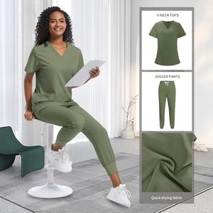 Más vendidos Spandex Scrubs traje enfermería Doctor médico logotipo personalizado Hospital uniformes para Mujeres Hombres estiramiento Jogger <span class=keywords><strong>pantalones</strong></span> uniforme - Product Image 5
