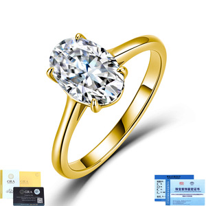 Fabricantes de Joyería Personalizada, Anillo de Plata 925 con Certificado VVS GRA, Corte Ovalado, Moissanita, Diamante Grande <span class=keywords><strong>Solitario</strong></span> de 2.5ct, Joyería PVD - Product Image 5