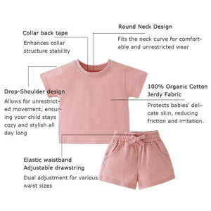 Bộ quần áo hai mảnh ngắn tay cotton hữu cơ 100% được chứng nhận Bộ quần áo mùa hè cho bé Thân thiện với môi trường - Product Image 4