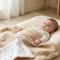Couverture réconfortante en velours pour bébé et tout-petit, forme haricot, quatre saisons, climatisation, dessin animé, double couche, réactive pour nouveau-né