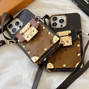 Custodia per telefono cellulare Premium Apple 16 Pro Max con tracolla a tracolla per inserimento schede 15 14 13 12 11 Plus Size <span class=keywords><strong>Cover</strong></span> in pelle - Product Image 2