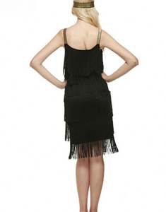 Sexy Gland Sans Bretelles Mince Femmes Robe Noir Chicago Flapper Tiered Fringe Déguisement Costume De Fête + <span class=keywords><strong>Bandeau</strong></span> S-3XL - Product Image 2