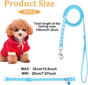 Giantree 3 piezas de collar y correa de nailon para perros, collares para cachorros con estampado de pata de campana, hebilla de liberación rápida, cuerda de entrenamiento ajustable - Product Image 2