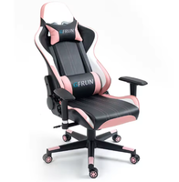 Fauteuil de bureau inclinable pivotant en similicuir PU noir et rose, style japonais, avec oreilles de lapin mignonnes, personnalisable, pour le gaming et le massage, en acier inoxydable