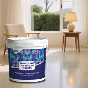 Peinture de sol auto-lissante effet marbre, revêtement en résine époxy auto-nivelante avec sable coloré pour sols en béton - Product Image 1