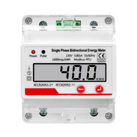 Compteur monophasé 4P monté sur rail, protocole Modbus, communication RS485, affichage LCD, compteur d'énergie multifonction kWh pour système intelligent