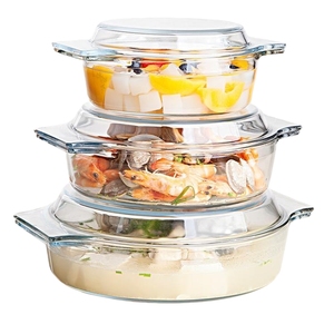Nấu Ăn Đặt Cao Borosilicate Nồi Thủy Tinh Tròn Vuông 1L 2L 3L Nướng Món Ăn Chảo Với Nắp Cho Thực Phẩm Lưu Trữ Container Rang Chảo - Product Image 1