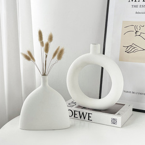 Ensemble de vases en céramique moderne Kch, blancs non vernissés, pour décoration de fleurs séchées, pour salon, cadeau de mariage - Product Image 3