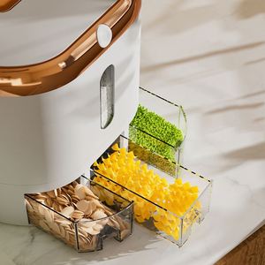 Vente en gros Récipient pour aliments polyvalent 3 grilles Boîte à grains sèche Bin en plastique scellé Seau de stockage de riz ménager - Product Image 3