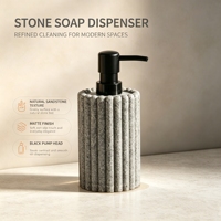 Distributeur de savon en résine à nervures verticales, pompe noire mate, flacon de savon liquide réutilisable