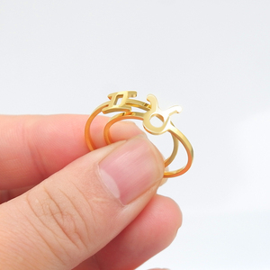 18k 금도금된 12개의 옛날 영국 십이지신 스테인리스 스틸 반지 - Product Image 6