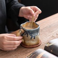 Tasse à café en céramique rustique de style Wabi-Sabi, forme irrégulière, vintage, pour le thé de l'après-midi, compatible micro-ondes