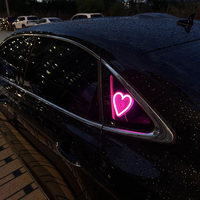 Nouvelle lumière d'ambiance pour voiture en forme de cœur, USB, LED, pour vitre avant, lampe DIY, décoration automobile, lumière néon à effet flash et dynamique